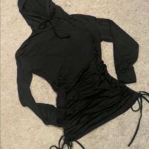 Elegant Black Hooded Swim Cover-Up